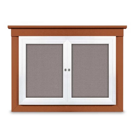 United Visual Products 24"x36" 1-Door Enclosed Letterboard, Grey Vinyl/Cherry UV2621O-CHERRY-GREYVL